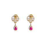 18K  Multi Tone Gold Diamond Necklace & Earrings Set W/ VVS Diamonds, Rubies & Eyelet Chain | 18K Multi Tone Gold Diamond Necklace & Earrings Set W/ VVS Diamonds, Rubies & Eyelet Chai...