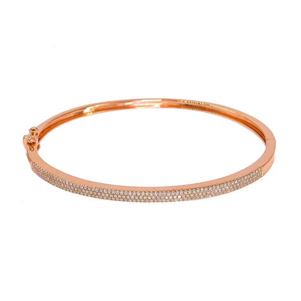 14K Rose Gold Diamond Bangle W/ VS Diamonds & Bright Polished Solid Band |  14K Rose Gold Diamond W/ VS Diamonds & Bright Polished Solid Band for women. This radiant ba...
