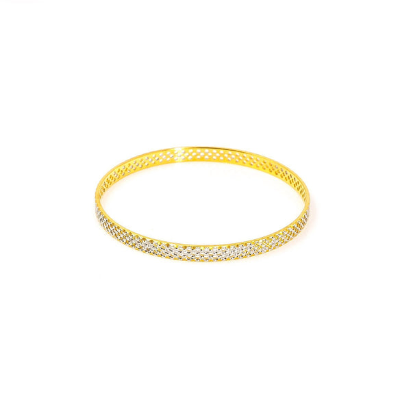 22K White Gold Bangle W/ Fully Spanned Pattern of Small Circle Cutout | 22K White Gold Bangle W/ Fully Spanned Design of Small Circle Cutouts for women. This classic whi...
