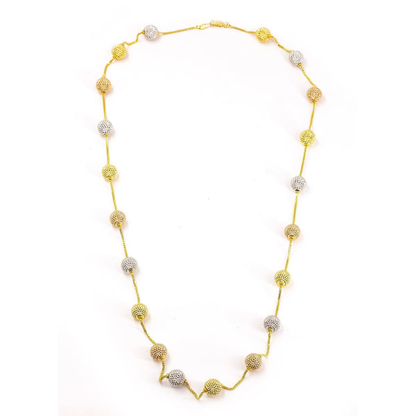 22K Multi Tone Gold Chain W/ Baubles on Small Herringbone Pattern Chain |  22K Multi Tone Gold Chain W/ Baubles on Small Herringbone Pattern Chain for women. This feminine...
