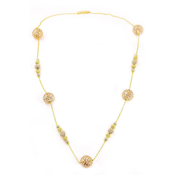 22K Multi Tone Gold Chain W/ Hollow Bauble Accents On Cable Pattern Chain |  22K Multi Tone Gold Chain W/ Hollow Bauble Accents on Cable Pattern Chain for women. This piece ...