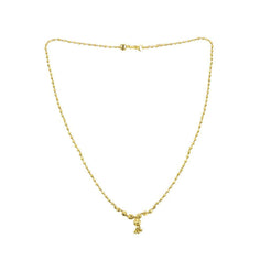 22K Yellow Gold Chain W/ Beaded Strand & Small Hanging Bead Pendant