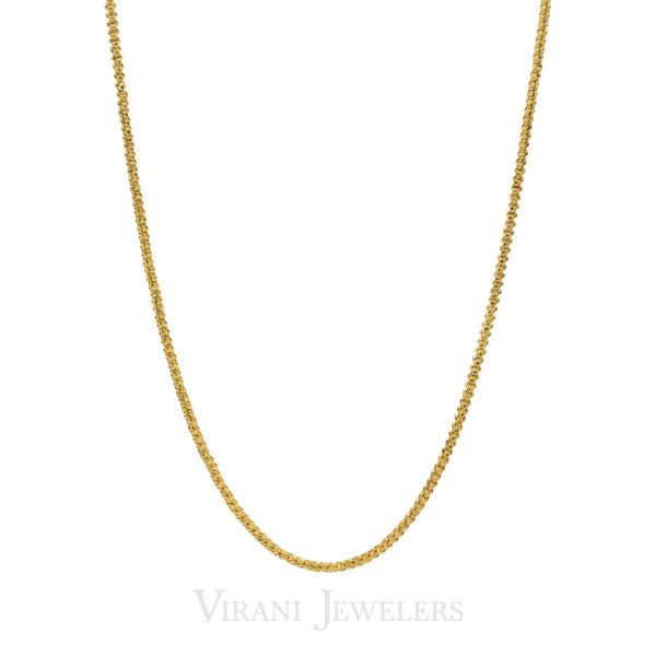 22K Yellow Gold Beaded Curb Link Classic Chain Necklace for Men | Add the stunning charm of 22K gold to your jewelry collection with this men’s gold chain from Vir...
