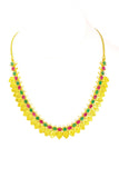 22K Yellow Gold Necklace & Earrings Set W/ Teardrop Laxmi Coins and Ruby, CZ & Emerald Gemstones |  22K Yellow Gold Set W/ Teardrop Laxmi Coins and Ruby, CZ & Emerald Gemstones for women. This...