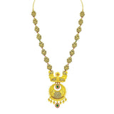 22K Yellow Gold Necklace & Earrings Set W/ Emerald, Ruby, Laxmi Accent Chain and Chandbali Pendant |  22K Yellow Gold Necklace & Earrings Set W/ Emerald, Ruby, Laxmi Accent Chain and Chandbali P...