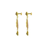 22K Yellow Gold Necklace & Earrings Set W/ Emerald, Ruby, Laxmi Accent Chain and Chandbali Pendant |  22K Yellow Gold Necklace & Earrings Set W/ Emerald, Ruby, Laxmi Accent Chain and Chandbali P...
