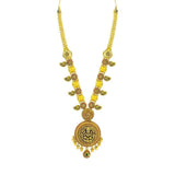 22K Yellow Gold Necklace & Earring set W/ Ruby, Emerald, Laxmi Pendant & Gold Ball Accents |  22K Yellow Gold Necklace & Earring set W/ Ruby, Emerald, Laxmi Pendant & Gold Ball Accen...