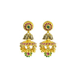 22K Yellow Gold Necklace & Earring set W/ Ruby, Emerald, Laxmi Pendant & Gold Ball Accents |  22K Yellow Gold Necklace & Earring set W/ Ruby, Emerald, Laxmi Pendant & Gold Ball Accen...