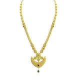 22K Yellow Gold Necklace & Earrings Set W/ Kundan on Anchor Pendants & Thick Beaded Strand |  22K Yellow Gold Necklace & Earrings Set W/ Kundan on Anchor Pendants & Thick Beaded Stra...