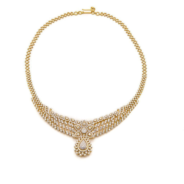 18K Gold Diamond Necklace and Earrings Set | Beautiful Diamond Set