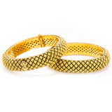 22K Yellow Gold Bangle W/ Faceted Crossover Pattern & Antique Finish |  22K Yellow Gold Bangle W/ Faceted Crossover Pattern & Antique Finish for women. This unique ...