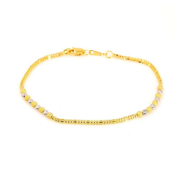 22K Multi Tone Gold Bracelet W/ Varied Gold Ball Designs | 
Explore the variation of textures and design with this lovely 22K multi tone gold women’s bracel...