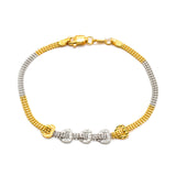 22K Multi Tone Gold Bracelet W/ Flat Beaded Band & Heart Accents, 4.2 gm | Add a quaint yet elegant touch to your everyday attire in this lovely 22K multi tone gold women’s...