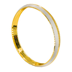 22K Multi Tone Gold Kada Bangle for Men W/ Etched Square Designs & Diamond Cutting Details