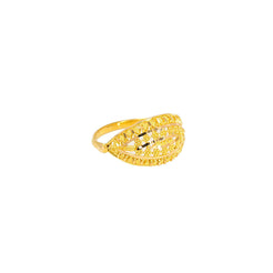 22K Yellow Gold Ring W/ Eyelet Shield Frame