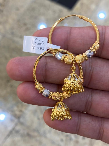 22K Gold Earrings 12.7gm | 