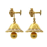 22K Yellow Gold Jhumkis Bell Earrings W/ Cubic Zirconia Pavé | 22K Yellow Gold Jhumkis Bell Earrings W/ Cubic Zirconia Pavé for women. This unique style can be ...