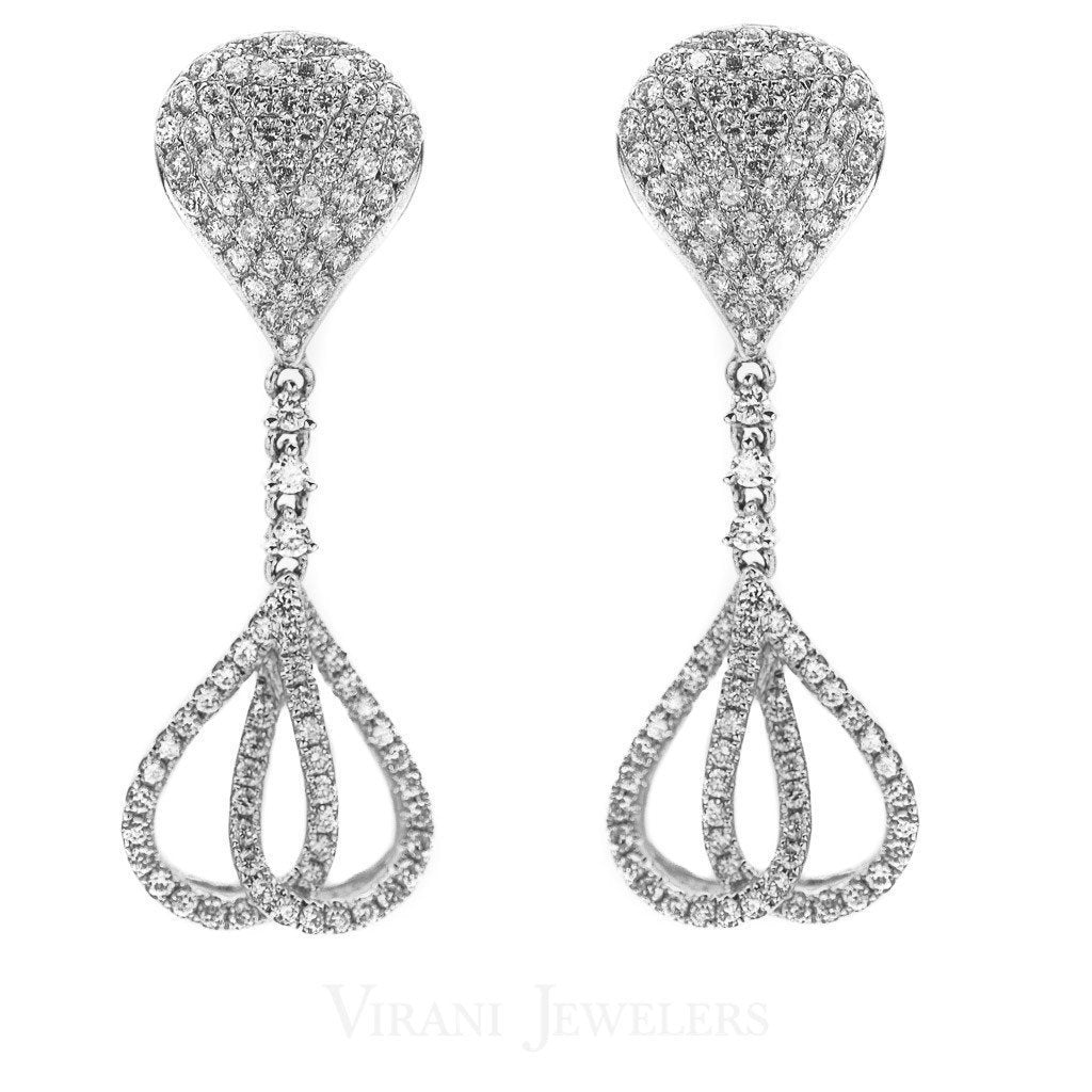1.23CT Diamond Drop Teardrop Bisou Earrings Set In 14K White Gold | 1.23CT Diamond Drop Teardrop Bisou Earrings Set In 14K White Gold for women. Gold weight is 4.75 ...
