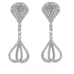 1.23CT Diamond Drop Teardrop Bisou Earrings Set In 14K White Gold