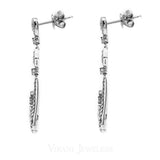 1.38CT Diamond Double Frame Drop Earrings Set In 14K White Gold W/ Geometric Design | 1.38CT Diamond Double Frame Drop Earrings Set In 14K White Gold W/ Geometric Design for women. Go...