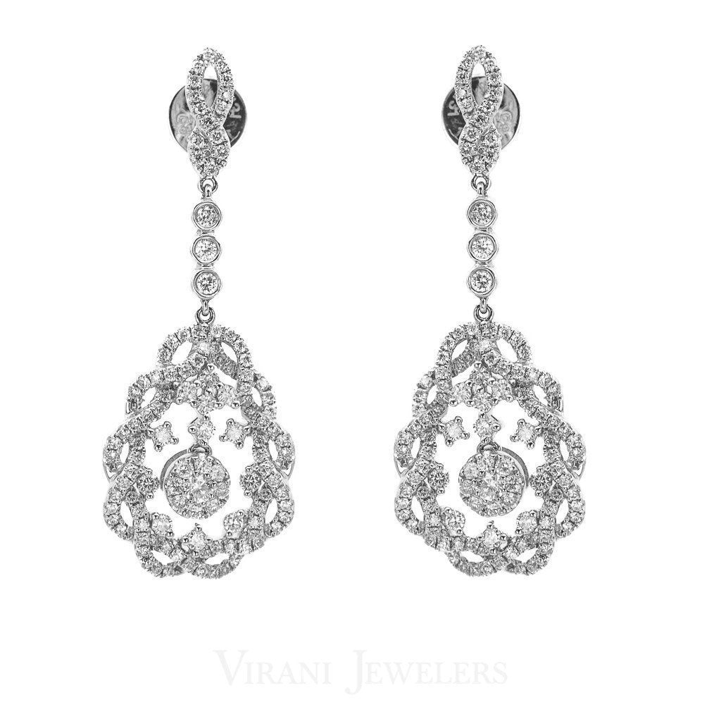 1.31CT Diamond Drop Paisley Earrings Set In 14K White Gold | 1.31CT Diamond Drop Paisley Earrings Set In 14K White Gold for women. Gold weight is 6.4 grams. E...
