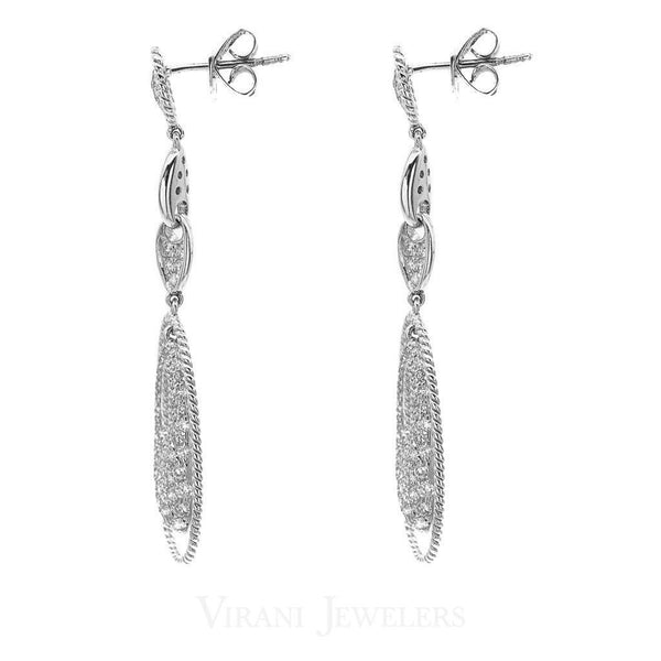 1.4CT Diamond Drop Oval Earrings Set In 14K White Gold | 1.4CT Diamond Drop Oval Earrings Set In 14K White Gold for women. Gold weight is 5.8 grams. Earri...