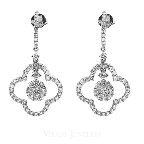 1.6CT Diamond Drop Quatrefoil Earrings Set In 14K White Gold | 1.6CT Diamond Drop Quatrefoil Earrings Set In 14K White Gold for women. Gold weight is 4.7 grams....