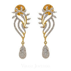 0.59CT Diamond Drop Angel Wing Earrings Set In 18K Yellow Gold