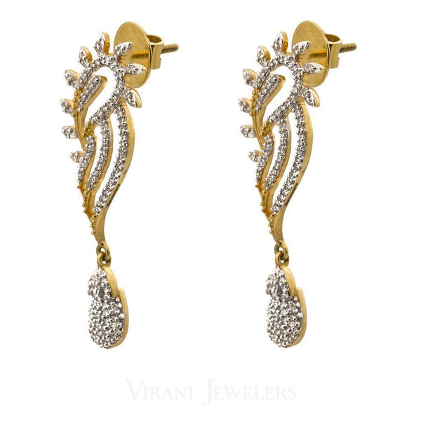 0.59CT Diamond Drop Angel Wing Earrings Set In 18K Yellow Gold | 0.59CT Diamond Drop Angel Wing Earrings Set In 18K Yellow Gold for women. Gold weight is 7.5 gram...