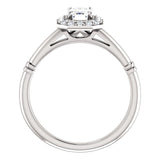 Pave Diamond Halo Solitaire Engagement Ring | 