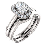 Pave Diamond Halo Solitaire Engagement Ring | 