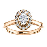 Pave Diamond Halo Solitaire Engagement Ring | 