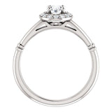 Pave Diamond Halo Solitaire Engagement Ring | 