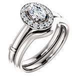 Pave Diamond Halo Solitaire Engagement Ring | 