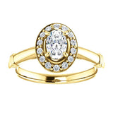 Pave Diamond Halo Solitaire Engagement Ring | 