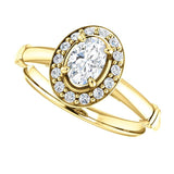 Pave Diamond Halo Solitaire Engagement Ring | 