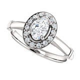 Pave Diamond Halo Solitaire Engagement Ring | 