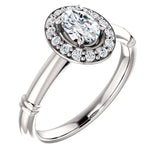 Pave Diamond Halo Solitaire Engagement Ring | 