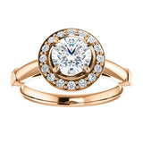 Pave Diamond Halo Solitaire Engagement Ring | 