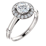 Pave Diamond Halo Solitaire Engagement Ring | 