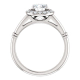 Pave Diamond Halo Solitaire Engagement Ring | 