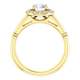 Pave Diamond Halo Solitaire Engagement Ring | 