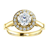 Pave Diamond Halo Solitaire Engagement Ring | 