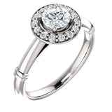 Pave Diamond Halo Solitaire Engagement Ring | 