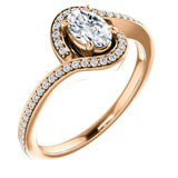 Solitaire Diamond Bypass Engagement Ring W/ Channel Set Band | 