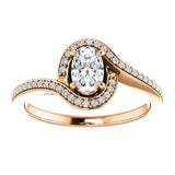 Solitaire Diamond Bypass Engagement Ring W/ Channel Set Band | 