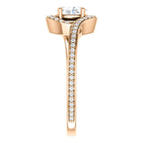 Solitaire Diamond Bypass Engagement Ring W/ Channel Set Band | 