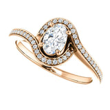 Solitaire Diamond Bypass Engagement Ring W/ Channel Set Band | 