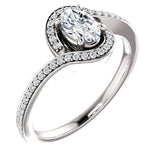 Solitaire Diamond Bypass Engagement Ring W/ Channel Set Band | 