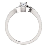 Solitaire Diamond Bypass Engagement Ring W/ Channel Set Band | 
